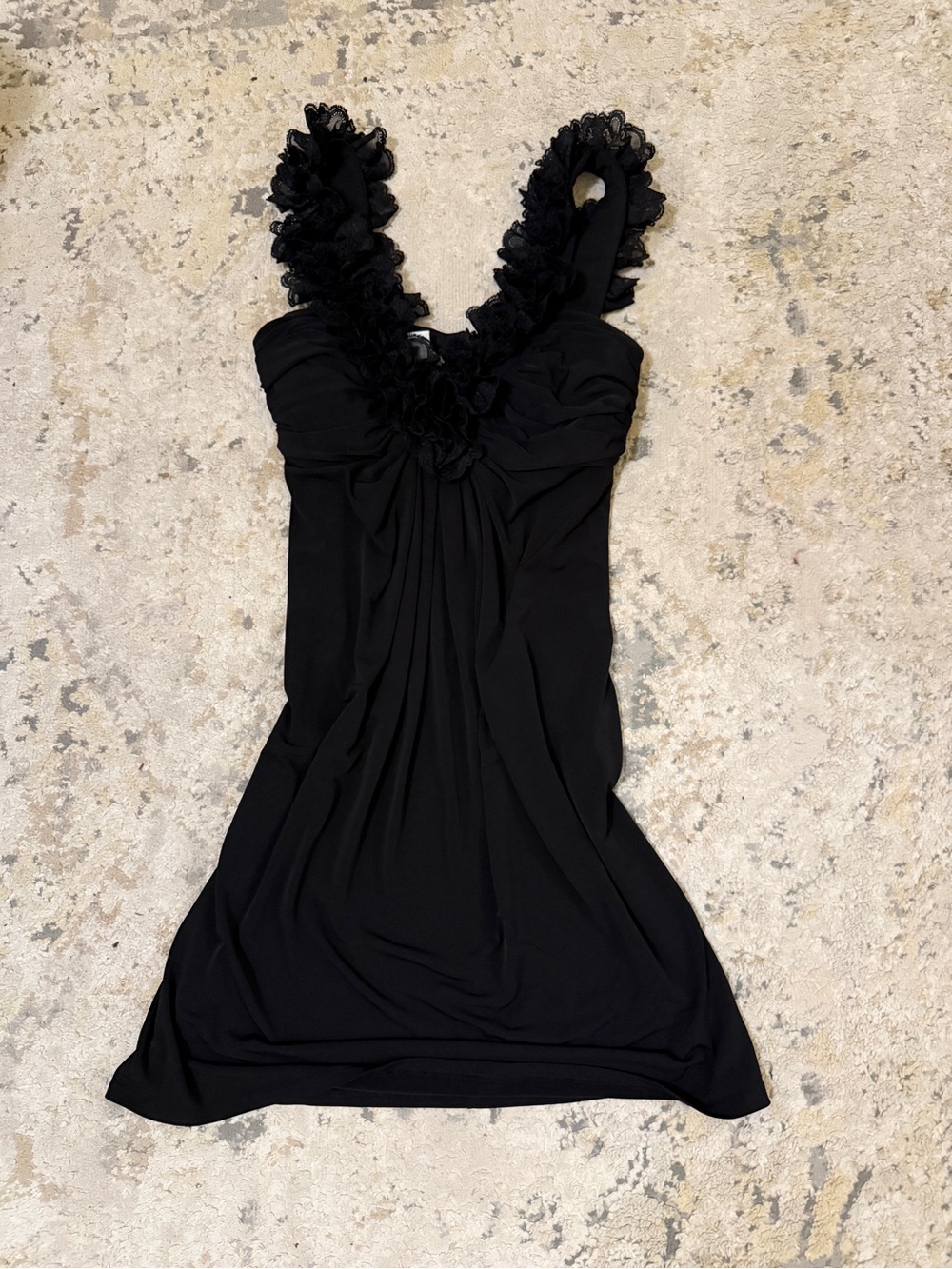 Maggy London Black Ruffle-Trim Mini Dress